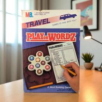1986 Milton Bradley Travel Play on Wordz Game, Vintage Word Building Game, Family Fun, Road Trip Entertainment, Gift for Game Collectors