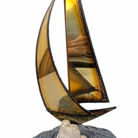 Vintage Signed Brass Sailboat Sculpture, Nautical Decor, Metal Sailboat, Collectible Figurine, Maritime Art, Home Decor, Unique Gift