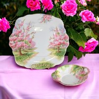 Vintage Royal Albert Cake Plate Set: Blossom Time Bone China