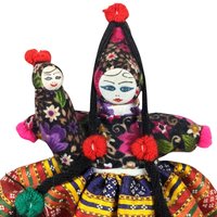 Vintage Folk Art Wooden Doll: Woman with Baby, Rustic Nursery Decor