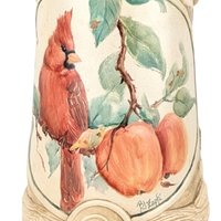 Vintage Ducks Unlimited Ceramic Stein, Cardinal and Peaches Design, Collectible Stein, Bird Lover Gift, Christmas Decor, Man Cave Decor