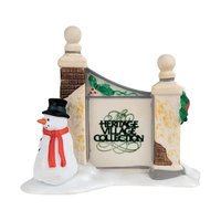 Vintage Dept 56 Village Accessories, Snowman Sign, Well & Cross Set, Hand Painted Porcelain, Christmas Village Decor, Holiday Gift