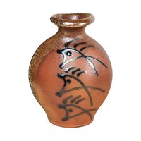Brad Lee Henry 5 Inch Pottery Vase, Studio Pottery, Miniature Vase, Signed Pottery, Brown and Gold Glaze