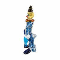 Vintage Hand Blown Glass Clown Figurine: Whimsical Decor (12 inch, AS-IS)