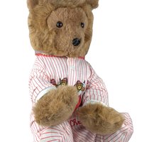 Vintage R. Dakin Bearfoot Pillow Pets Plush in Striped Pajamas, 13" Sitting, Collectible Teddy Bear, Gift for Child, Nostalgic Toy