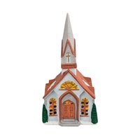 1989 Rex and Lee Ceramic Church Building, Vintage Village Display Piece, Hand-Painted Church Decor, Holiday Village Addition