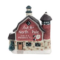 1993 Seasonal Specialties North Pole Dairy, Lighted Christmas Village Building, Vintage Holiday Display, Ceramic Barn