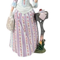 1988 Avon Mrs. Albee Award Figurine, Purple Dress, Parasol, Mailbox, Vintage Avon Collectible, Decorative Figurine, 11" Tall