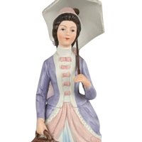 1978 Avon Mrs. Albee Award Figurine, Vintage Avon Collectible, Woman with Umbrella, Sales Achievement Award, Ceramic Figurine