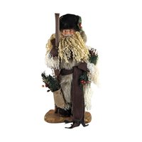 2000 Grandeur Noel 17" Fabric Santa with Box - Vintage Christmas Decor - Holiday Figurine - Collectible Santa Claus
