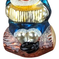 Vintage Merck Family Gnome Christmas Ornament - Glass Gnome on a Log - German Blown Glass