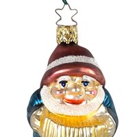 Vintage Merck Family Gnome Christmas Ornament - Glass Gnome on a Log - German Blown Glass