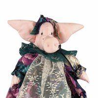 Vintage Handmade Fabric Pig Covered Nonfunctioning Glass Jar, Folk Art, Whimsical Decor, Unique Home Decor