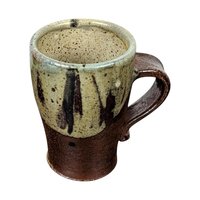 Vintage Handmade Pottery Mug, Studio Pottery, Signed CS, Brown and Tan Glaze, Rustic Coffee Mug