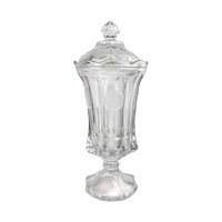 Vintage Fostoria Coin Covered Urn and Cruet Set, Crystal Glass, 13" Height, Decorative Set, Gift for Collector
