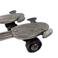 Vintage Metal Roller Skates with Key, Adjustable Sidewalk Skates with Deadnaught Wheels, Mid-Century Industrial Decor and Photo Prop