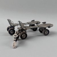 Vintage Metal Roller Skates with Key, Adjustable Sidewalk Skates with Deadnaught Wheels, Mid-Century Industrial Decor and Photo Prop