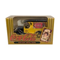 Vintage Coca Cola Polar Bear Snowboard Toy & 1993 Die-Cast Metal Truck Bank, New in Box, Collectible Coca Cola Memorabilia