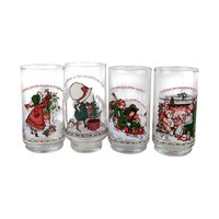 1982 Coca Cola Holly Hobbie Christmas Glasses, Vintage Set of 4 Collectible Holiday Drinkware, Gift for Nostalgia Lovers