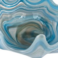 Vintage Blue Swirl Glass Swan Bowl, Hand-Blown, Mid-Century Modern, Collectible