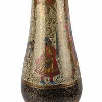 Vintage Ornate Brass Vase: 11.75" Tall Floral Engraved Design