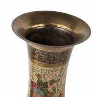 Vintage Ornate Brass Vase: 11.75" Tall Floral Engraved Design