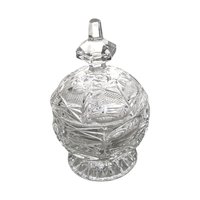 Vintage Crystal Glass Candy Dish with Lid, Clear Glass, Home Decor, Hostess Gift, Candy Jar, Trinket Dish