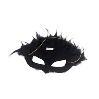 Vintage Applause Feather Half Mask, Black with Purple and Gold Trim, Costume Accessory, Masquerade Ball, Unique Decor