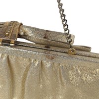 Vintage Gold Handbag, Evening Bag, Clutch Purse, Rhinestone Clasp, Retro Style, Mid-Century Fashion