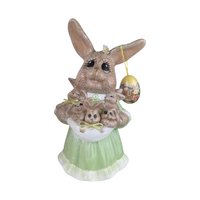 Vintage Pair of Ceramic Mother Rabbit with Babies Easter Figures | Easter Decor | Spring Decor | Bunny Figurines | Collectible Figurines