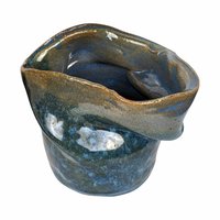 Handmade Blue Pottery Vase, Asymmetrical Ceramic Vase, Studio Pottery, Art Vase, Home Decor, Signed Pottery