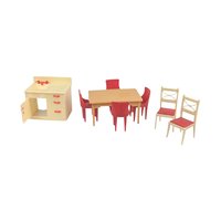 Vintage Renwal Dollhouse Furniture Set, 1:16 Scale Mid-Century Kitchen Sink, Table, and Chairs, Miniature Collector Toy, Diorama Supply