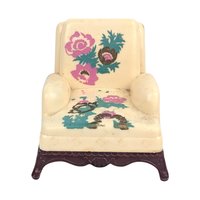 Vintage Renwal Dollhouse Chairs, Set of 3, 1:16 Scale Living Room Furniture, Blue Shell Back & Lawson Armchair, Collector Toy