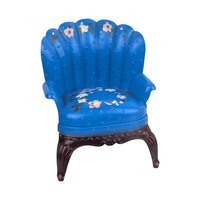 Vintage Renwal Dollhouse Chairs, Set of 3, 1:16 Scale Living Room Furniture, Blue Shell Back & Lawson Armchair, Collector Toy