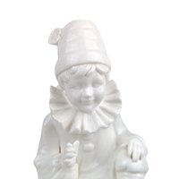 Vintage Pierrot Clown Music Box, White Ceramic Sad Clown Figurine, 1970s Rotating Musical Statue, Collectible Nursery Decor