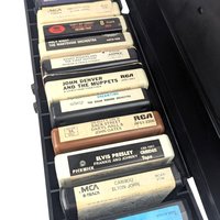 Vintage 1976 Service 8-Track Tape Case with 12 Tapes, Faux Wood Grain Carrier, 70s Music Storage Box, Instant Collection Lot