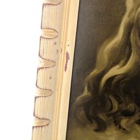 Vintage Sallman's Head of Christ Lithograph, Framed Religious Art, 19x15", Distressed Wood Frame, Gift for Christian, Home Decor