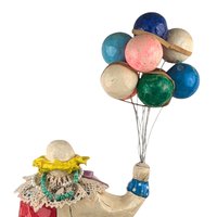 Vintage Paper Mache Clown Figure with Balloons, 16" Tall, Whimsical Decor, Collectible Clown, Gift for Clown Collectors, Carnival Decor