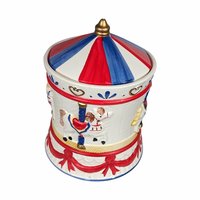 Vintage Carousel Musical Cookie Jar | Ceramic | Plays "It's a Small World"