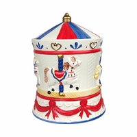 Vintage Carousel Musical Cookie Jar | Ceramic | Plays "It's a Small World"