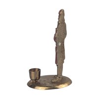 Vintage Metal Santa Taper Candle Holder, 6.5" Christmas Decor, Brass Santa Candle Holder, Holiday Mantle Decor, Gift for Santa Collectors