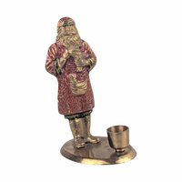 Vintage Metal Santa Taper Candle Holder, 6.5" Christmas Decor, Brass Santa Candle Holder, Holiday Mantle Decor, Gift for Santa Collectors