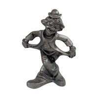 Vintage Pewter Clown Figurines Set, Metal Circus Clown Decor, Whimsical Clown Collection, Shelf Display
