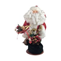Vintage Santa with Bag and Bells Figure, 12", Christmas Decor, Holiday Collectible, Gift for Santa Collector