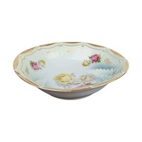 P.K. Silesia Porcelain Bowl | Floral Decor | Gold Trim | Serving Bowl | 9 3/4 Inch Wide