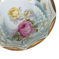 P.K. Silesia Porcelain Bowl | Floral Decor | Gold Trim | Serving Bowl | 9 3/4 Inch Wide