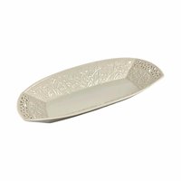 Lenox Jasmine Serving Tray | Large Oblong Platter | Cream Ceramic with Reticulated Design | Vintage Servingware | Home Decor