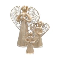 Corn Husk Angel Figurines | Set of 3 Praying Angels | Rustic Angel Decor | Handmade Angel Trio | Natural Fiber Art