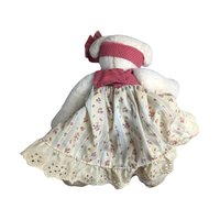 Handmade 1997 Signed Teddy Bear - 10 Inch Girl Bear in Dress - Collectible Teddy Bear - Vintage Teddy Bear Gift