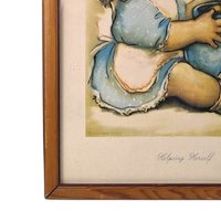 Vintage Herbert Dubler "Helping Herself" Framed Print | Girl with Cookie Jar Art | Children's Room Decor | Wall Decor | Retro Art